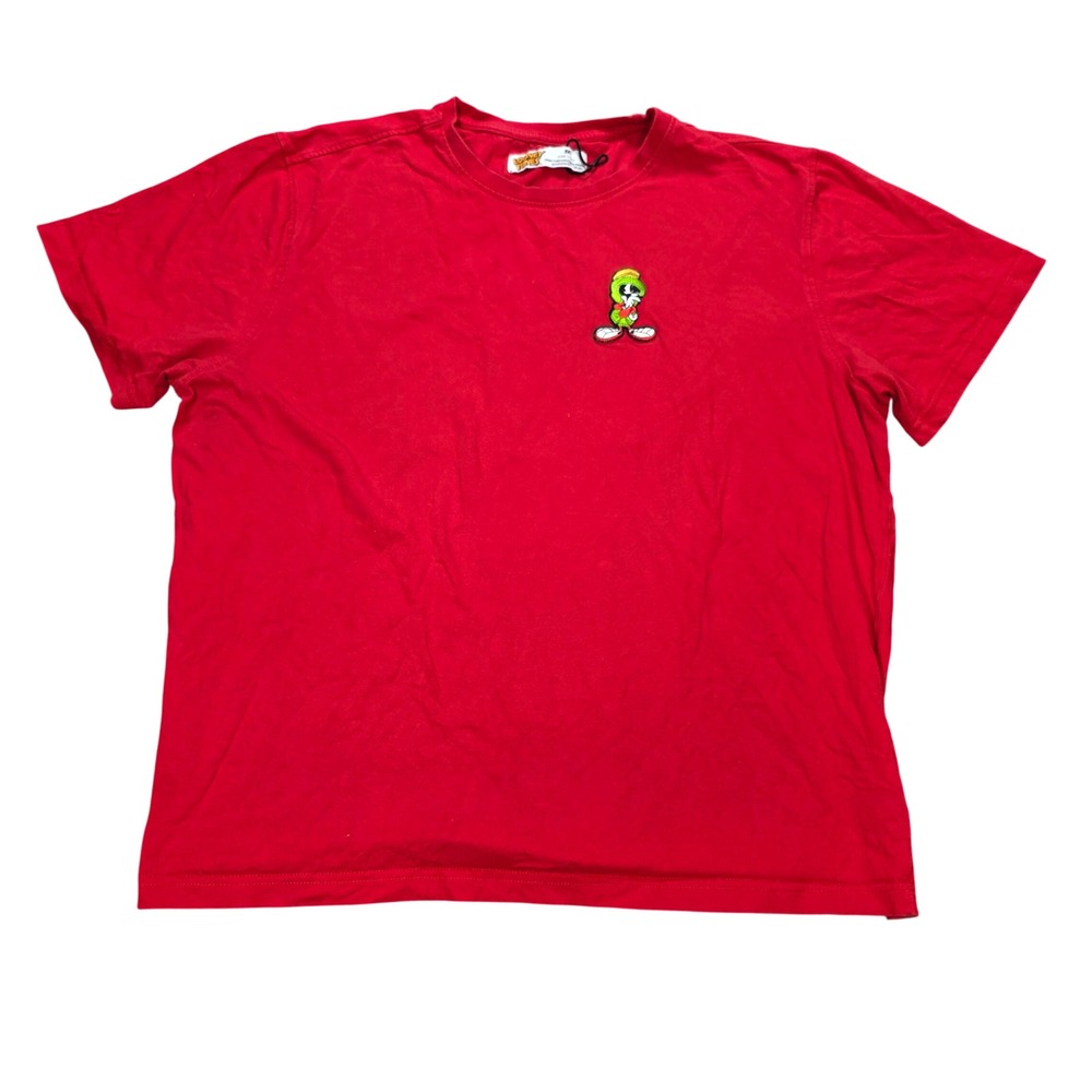 Looney Tunes Marvin the Martian T-Shirt Men's Size 3XL Red Embroidered Cotton